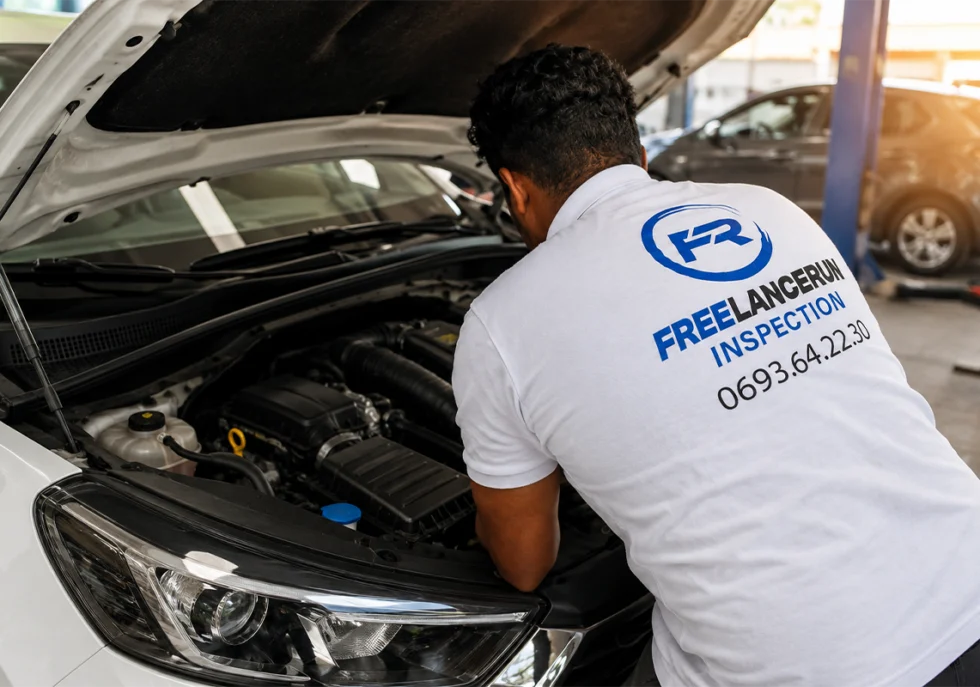Stéphane qui fait une inspection sur une voiture